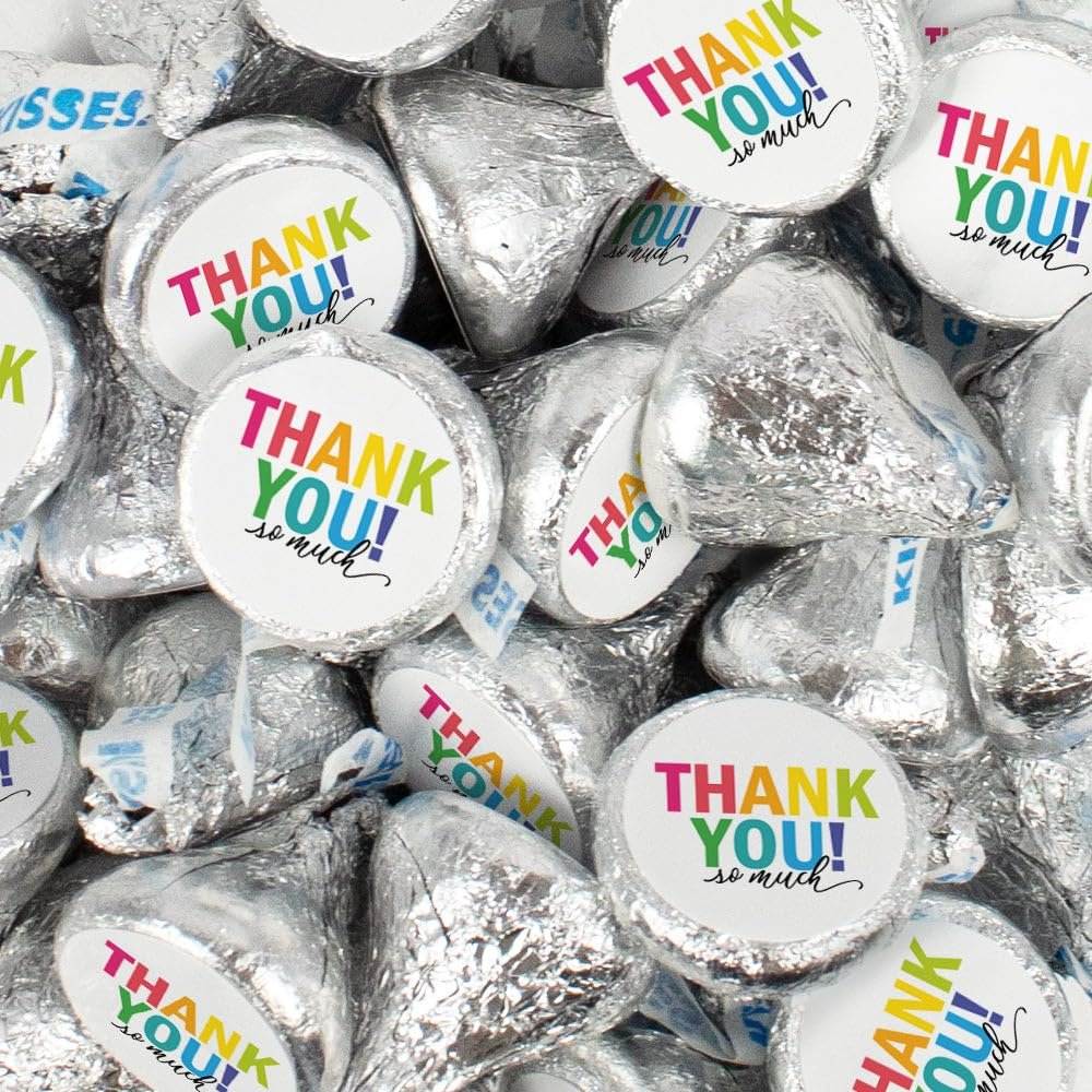 85 Pcs Thank You Candy Favors Milk Chocolate Kisses with Stickers - Colorful Thank You