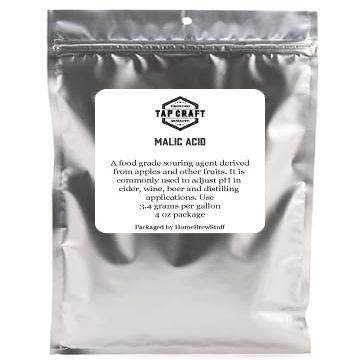 Tapcraft - Malic Acid Food Grade - 4 Oz - Used in Making Wine, Cider, Mead and Beer