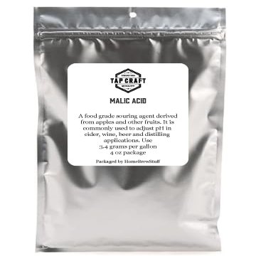 Tapcraft - Malic Acid Food Grade - 4 Oz - Used in Making Wine, Cider, Mead and Beer