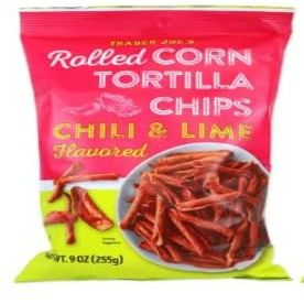 NineLife Basics 6 Pack Trader Joe's Rolled Corn Tortilla Chips - Chili & Lime Flavored - Gluten Free (10)
