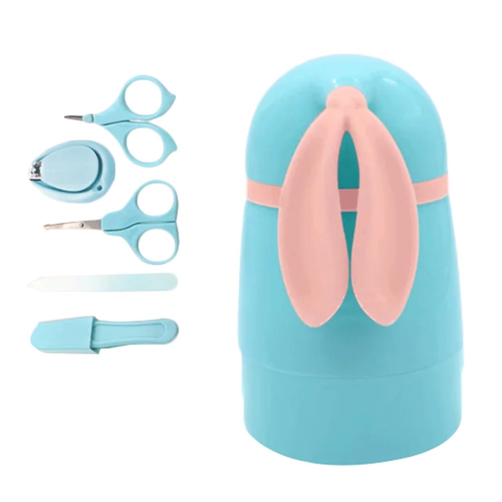 WEITOLNB Nail Clipper Kit 5Pcs Infant Nail Clippers Care Set Newborn Baby Healthcare Kits with Rabbit Storage Box Care Tools for Baby Home Use