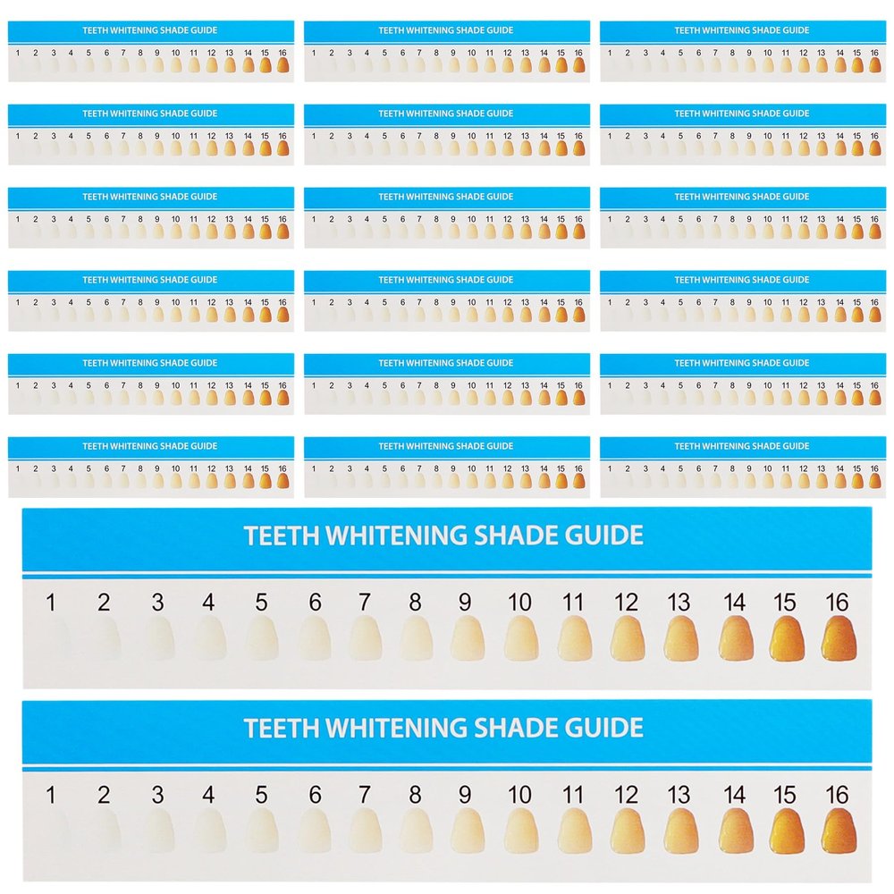 AUEAR, 20 Pack Teeth Shade Guide Whitening Chart Tooth Color Cards White