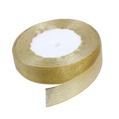 Gogogmee 10 Meter Christmas Ribbon in Gold Satin Grosgrain for DIY Projects Wrapping and Embellishments