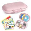 1Pack Travel Pill Organizer & 56 Medicine Name Stickers, 8 Compartments Portable Pill Case, Small Pill Box for Pocket Purse Portable Medicine Vitamin Container (Pink with Stickers) view 1
