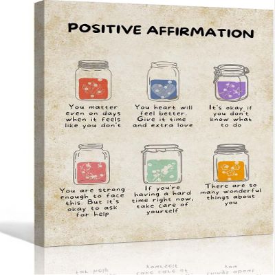 Greejoeq Daily Affirmations Psychiatric Mental Health Posters Positive Affirmations Poster for Bedroom Print Wall Art Pictures for Bathroom (12.00''x18.00'',Framed)
