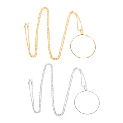 Healeved 2pcs Magnifier Pendant Necklace Jewelry for Easy Reading Design Lightweight Wearable Accessory for Seniors and Everyday Use
