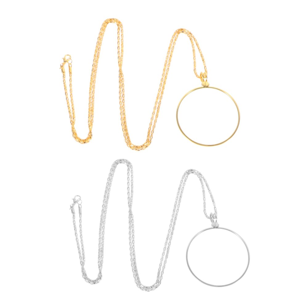 Healeved 2pcs Magnifier Pendant Necklace Jewelry for Easy Reading Design Lightweight Wearable Accessory for Seniors and Everyday Use