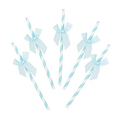BIUDECO 30pcs Bow Cake Topper Paper Straws Creative Bowknot Birthday Decorations for Party Supplies
