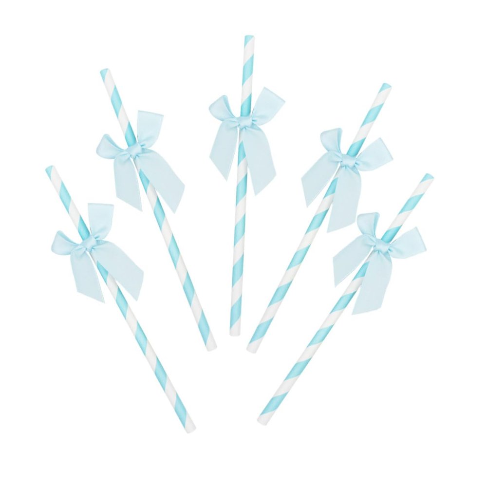 BIUDECO 30pcs Bow Cake Topper Paper Straws Creative Bowknot Birthday Decorations for Party Supplies