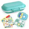 1Pack Travel Pill Organizer & 56 Medicine Name Stickers, 8 Compartments Portable Pill Case, Small Pill Box for Pocket Purse Portable Medicine Vitamin Container with Stickers (Blue with Stickers) view 1
