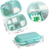 1Pack Travel Pill Organizer & 56 Medicine Name Stickers, 8 Compartments Portable Pill Case, Small Pill Box for Pocket Purse Portable Medicine Vitamin Container with Stickers (Blue with Stickers) view 3