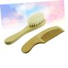 Ipetboom 2pcs Wooden Scalp Massage Comb and Brush Set Brush Boys and Girls Natural Wood Bath Cleaning Supplies for Gentle Detangling and Scalp Care view 2