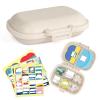 1Pack Travel Pill Organizer & 56 Medicine Name Stickers, 8 Compartments Portable Pill Case, Small Pill Box for Pocket Purse Portable Medicine Vitamin Container (Beige with Stickers) view 1