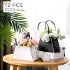 Fuutreo 12 Pcs Valentine's Day Flower Gift Bags for Bouquets Portable Craft Flower Arrangement Boxes with Handle Waterproof Bouquet Florist Packaging Wrap for Wedding Birthday Graduation(Black, White) view 2