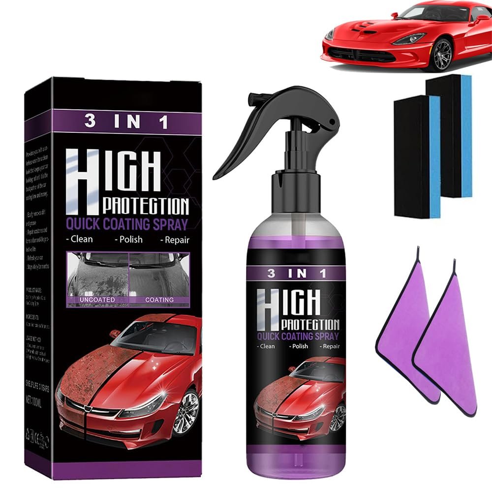 3-in-1 Car Coating Spray, 3 in 1 High Protection Quick Car Coating Spray, High Protection 3 in 1 Spray, Ceramic car Coating Spray (1PC-30ML)