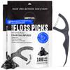 Dental Floss Picks (100pcs) - Flossers for Adults, Vegan Corn-Straw Handle, Superior Oral Care & Anti-Shred Thread, Dental Hygiene, Tooth Pick Sticks, Teeth & Gum Health (Charcoal, Double Thread) view 1