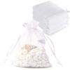 100PCS Sheer Organza Bags With Drawstring for Wedding Favor, Party, Favor Jewelry, Candy, Birthday, Christmas, Festival, Soaps, Makeup,Wrapping Supplies, 4.72 x 4 Inch Small Mesh multi-purpose Gift Bags White view 1
