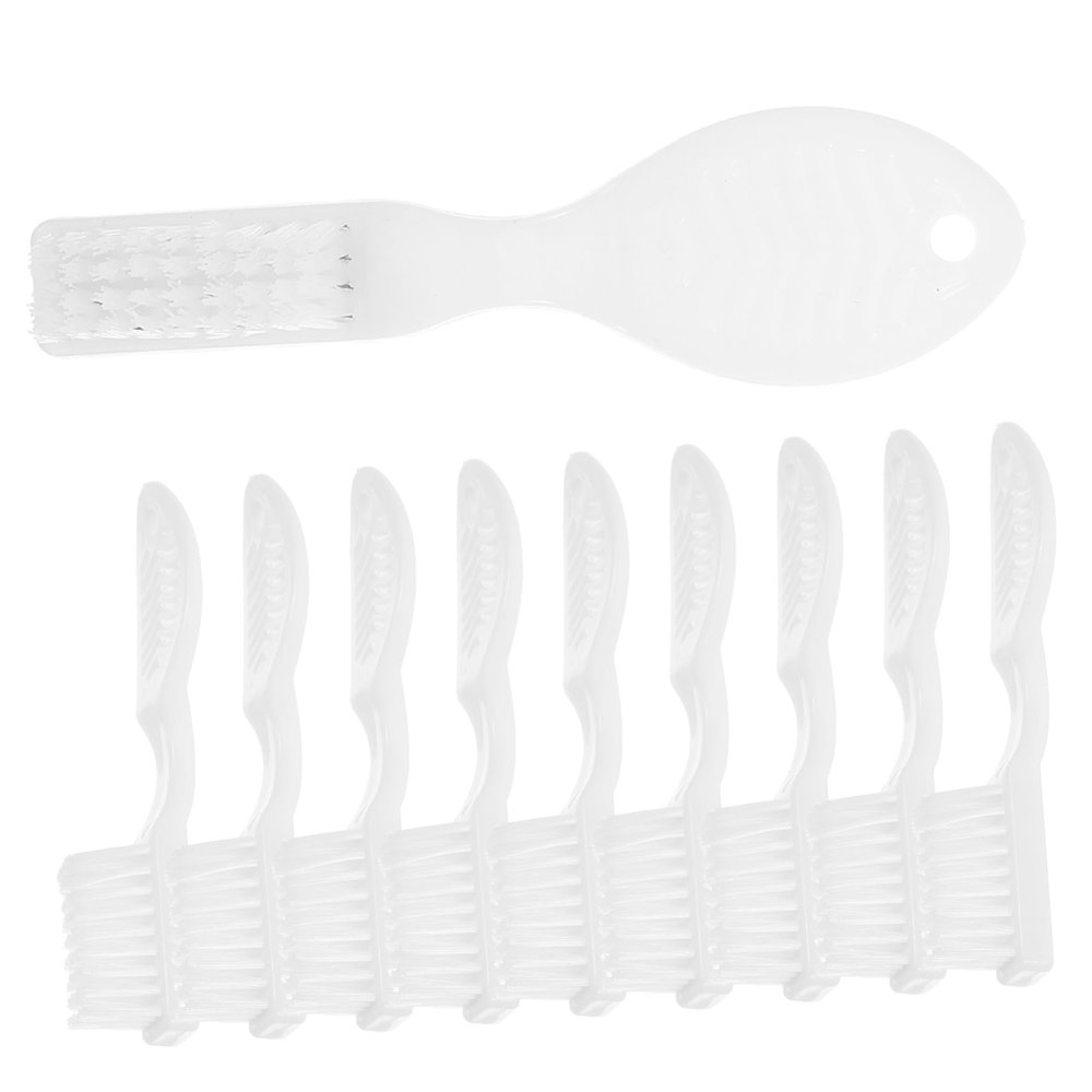 10pcs Oral Cleaning Brush Toothbrush Small Toothbrush Prison Manual Prison Teeth Brush Thumbprint Handle Portable Nylon White Set Soft Travel