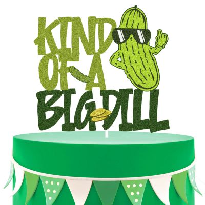 Kind Of A Big Dill Cake Topper - Cartoon Cucumber Birthday Cake Topper - Funny Fruit Cucumber Bday Party Decorations - Pickle Food Lover Birthday Cake Decor