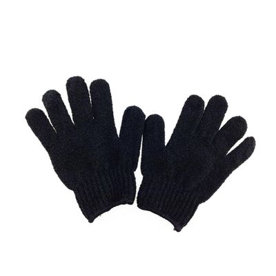 Ipetboom Exfoliating Bath Gloves for Shower Durable Mitts for Dead Skin Removal Blood Circulation and Smooth Skin Fits Adults Black Pair