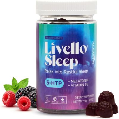 Alexsyn Livello Sleep Wild Berry Gummies - 60 Servings Natural Sleep Support with 5-HTP, Melatonin, and Vitamin B6 for Peaceful Night, Vegan & Gluten-Free