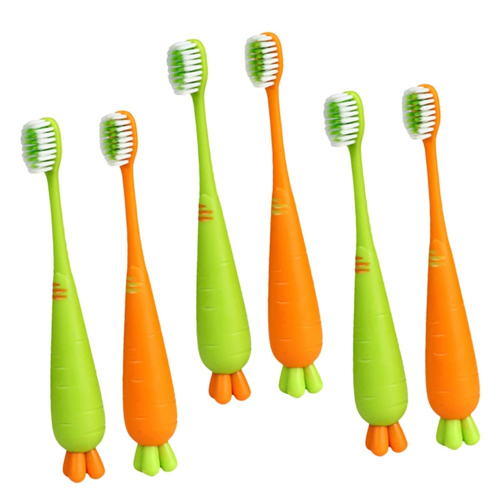 Ipetboom 6pcs Boys and Girls Toothbrush Soft Bristles Cartoon Carrot and Radish Design Ergonomic Brush for Gentle Cleaning for Boy Oral Care