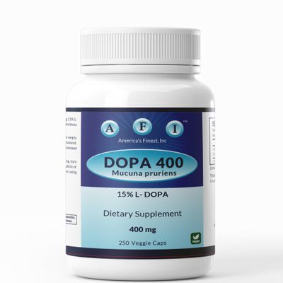 AFI Dopa 400 | Mucuna Pruriens Extract | 15% L-DOPA | Dopamine Boosting Supplement | Supports Healthy Mood, Increases Motivation & Focus | Vegan, Non-GMO, Gluten Free | Made in USA - 250 Capsules