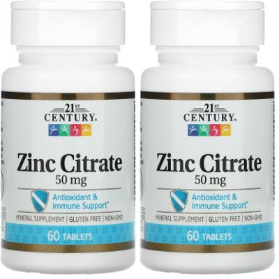21st Century Healthcare Zinc Citrate Tablets 50mg, 60 Count (Pack of 2)