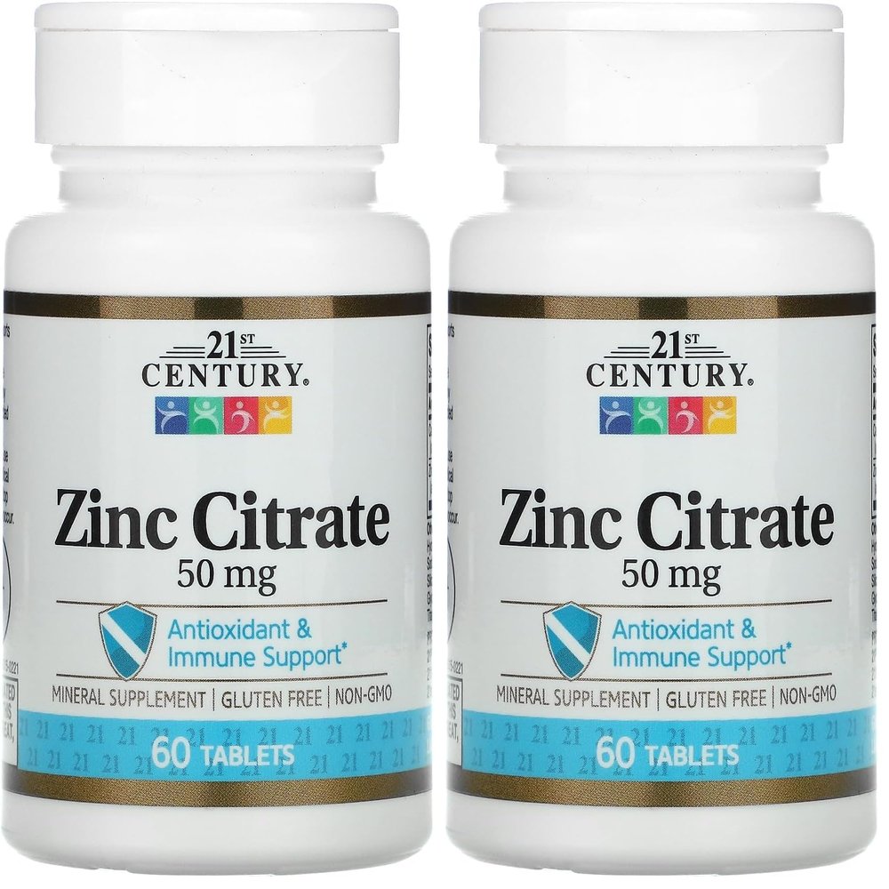 21st Century Healthcare Zinc Citrate Tablets 50mg, 60 Count (Pack of 2)