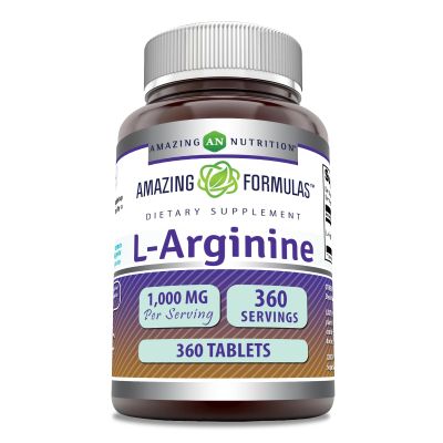 Amazing Formulas L-Arginine Supplement | 1000 Mg Per Serving | Tablets | Amino Acid Supplement for Women & Men | Non-GMO | Gluten Free | Made in USA (360 Count)