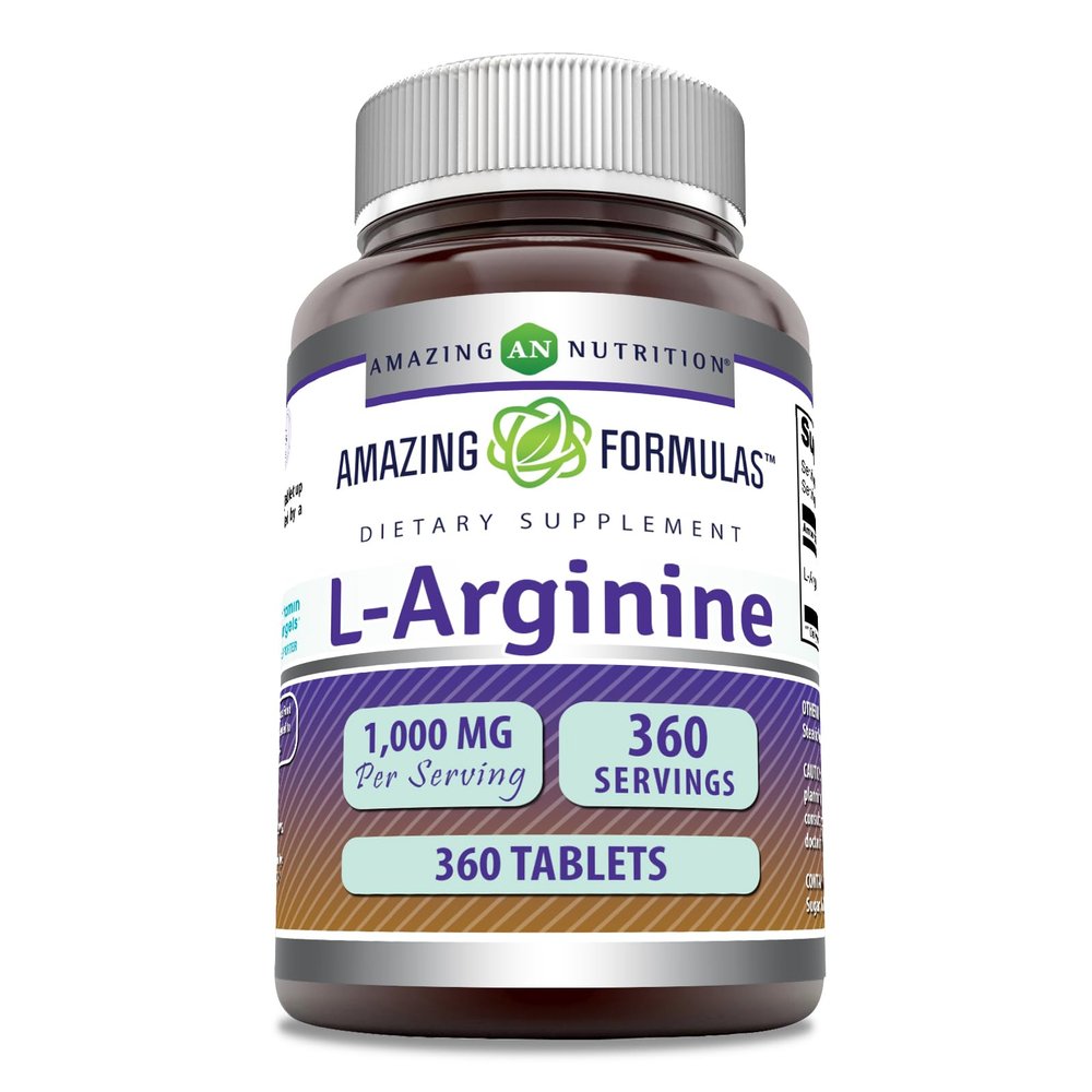 Amazing Formulas L-Arginine Supplement | 1000 Mg Per Serving | Tablets | Amino Acid Supplement for Women & Men | Non-GMO | Gluten Free | Made in USA (360 Count)