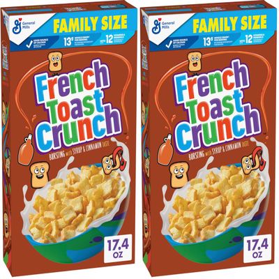 French Toast Crunch Breakfast Cereal, Syrup and Cinnamon Taste, Family Size, 17.4 oz (Pack of 2)