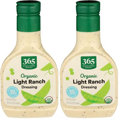 365 by Whole Foods Market, Dressing Ranch Light Organic, 16 Fl Oz (Pack of 2)