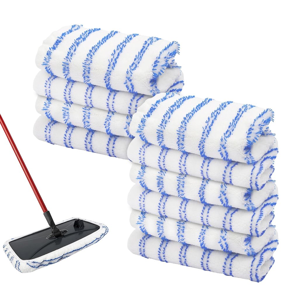 10 Pack Microfiber Mop Pads Covers Replacement Compatible with Oceda,Terry Cloth Mop Refills 15x8 Inch Pads for Wet Dry Hardwood Floor Cleaning, Washable & Reusable Mopping Pads