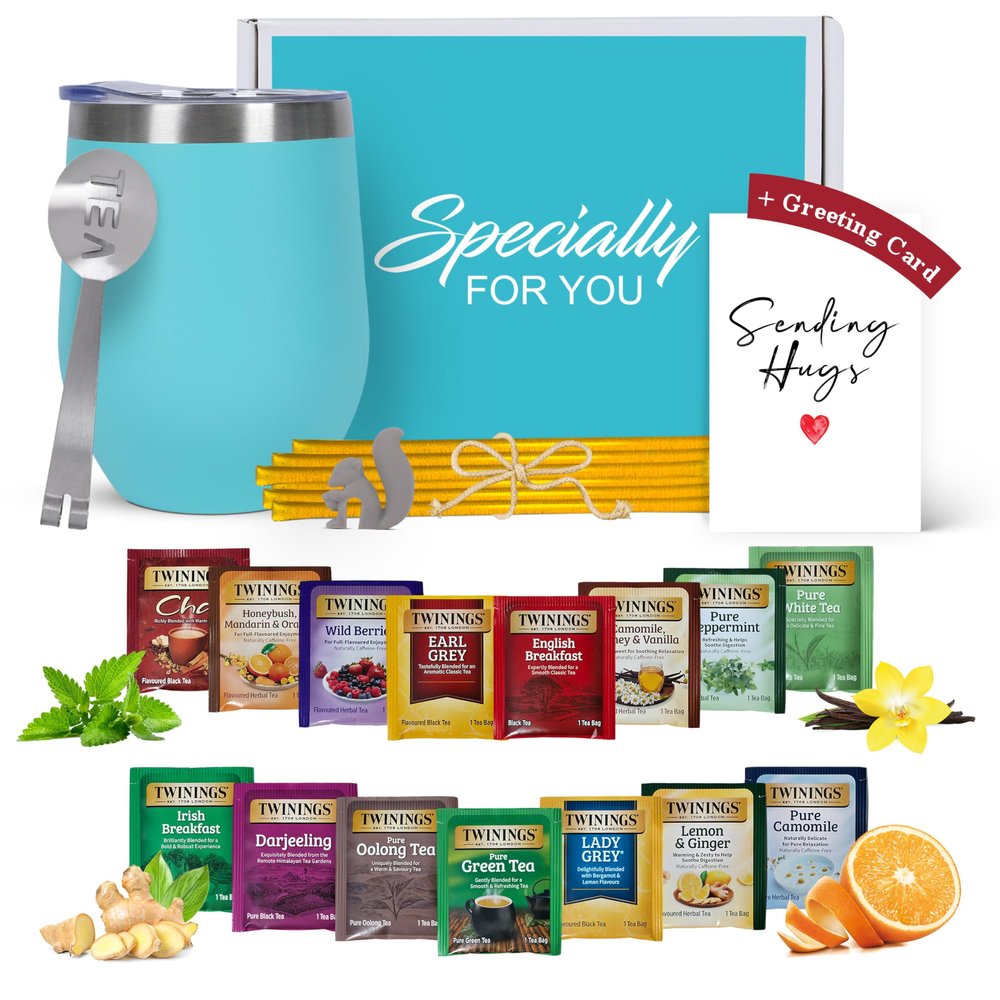 Gift Set for Tea Lovers  Get Well Care Package with Sampler (Sending Hug Card)