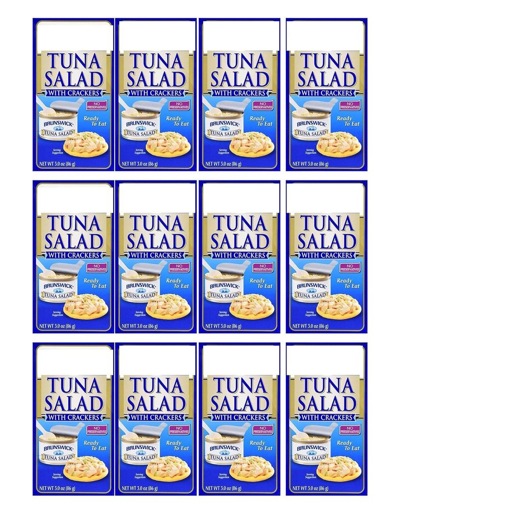 Tuna Salad with Crackers Kit Ready to Eat with Spoon Convenient Protein Shelf Stable for Lunchboxes Office Camping Picnic Summer Cookouts Home Healthy Snacks 3oz Pack of 12 w/Tote & Bonus Porte Pot