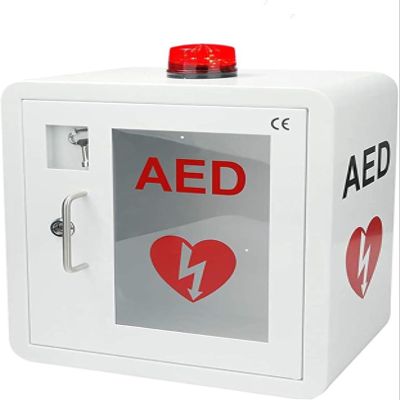 IINCOOY First Aid AED Defibrillator Storage Cabinet, with Key and Alarm, Acrylic Transparent Window for Home, Office, Hospital and Public Places