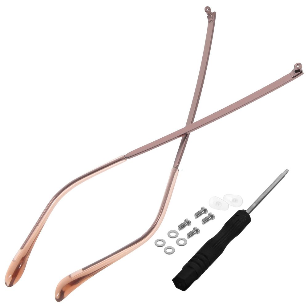1 Pair Metal Eyeglass Arm Replacement, Universal Glasses Legs Repair Kit with Screws, Coffee, 5.35 Inch for Thin Metal Glasses and Sunglasses