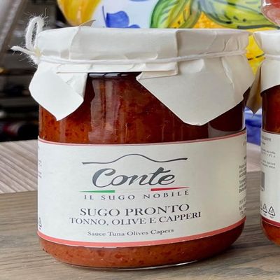 Conte Pasta Sauce from Calabria Italy - Perfect Topping to Any of Calabria Pasta, Rich and Hearty Sauce in a Jar, Perfect for Family Meals - 314ml (Sugo Tuna Olive Caper Pasta Sauce)