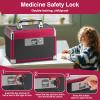 GODLONSEN Medicine Lock Box for Safe Medication - 10 x 6 x 6.7 Inches - Lockable Storage Box for Drugs, First Aid Kit Empty, Lock Boxes with Key for Home/Outdoor (Black & Red/Small) view 4