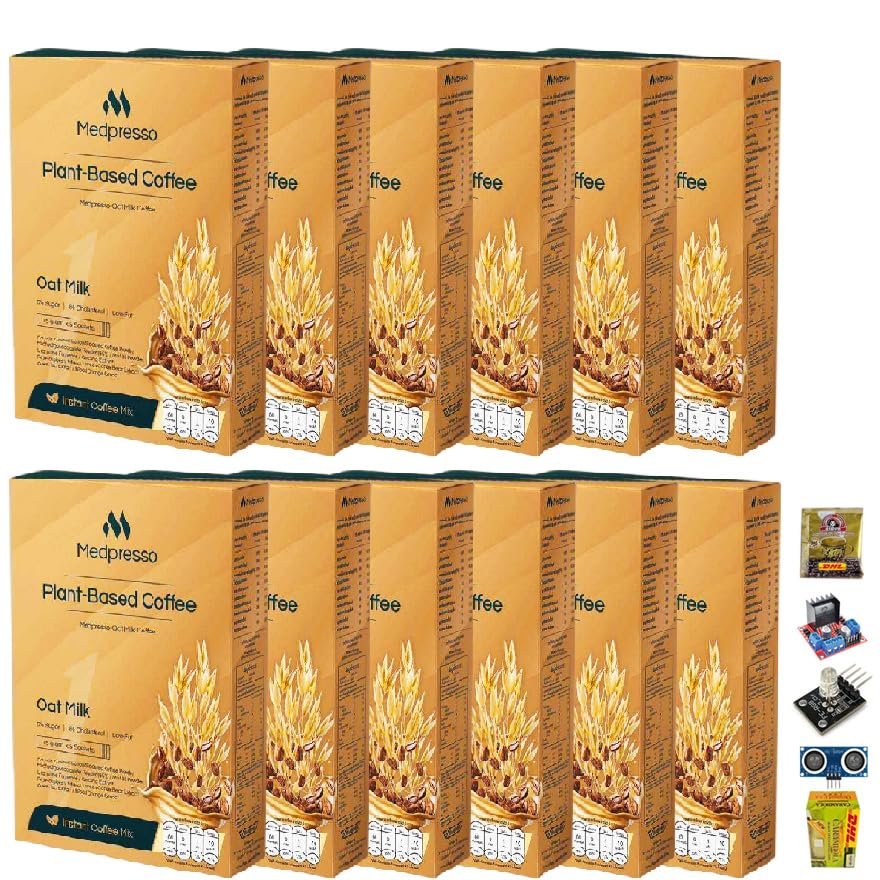 NineLife Basics Medpresso Plant-Based Coffee Snack Delicious Mellow Special Formula With Almond & Oat Milk 10 Sachets/Box(150g/Box) Set 12 By Beautygoodshop [Get Free For You Beauty Gifts], Large