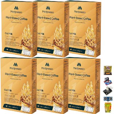 NineLife Basics Medpresso Plant-Based Coffee Snack Delicious 10 Sachets/Box(150g/Box) Mellow Special Formula With Almond & Oat Milk Set 6 By Beautygoodshop [Get Free For You Beauty Gifts]