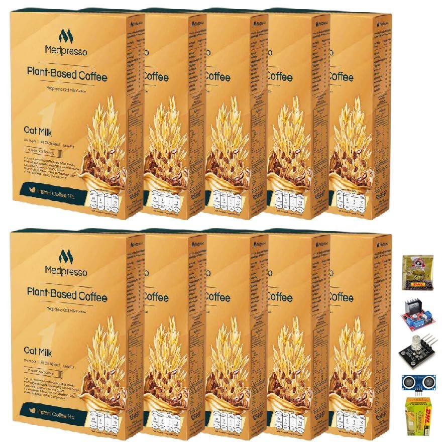 Generic 10 Sachets/Box(150g/Box) Medpresso Plant-Based Coffee Snack Delicious Mellow Special Formula With Almond & Oat Milk Set 10 By Beautygoodshop [Get Free For You Beauty Gifts], Large