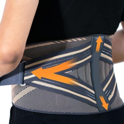 MyrXFb Breathable Lumbar Support Men Women Ergonomic Lower Back Brace Sports Fitness Waist Trainer Posture Correction Relieve Pain For Herniated Disc, Sciatica, Scoliosis (Color : Gray, Size : Large)
