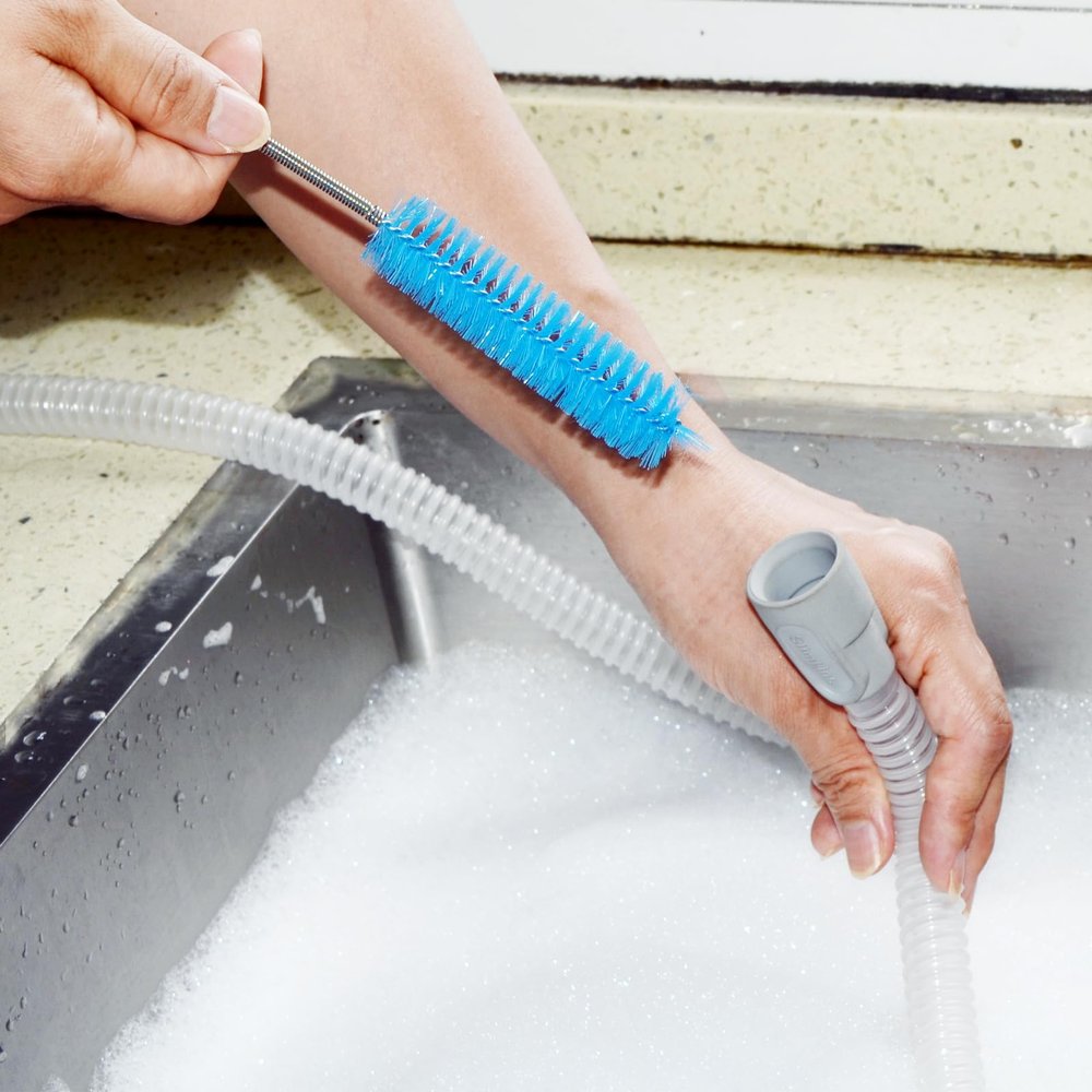 CPAP Tube Cleaning Brush (7.2ft) with Double Heads (15mm & 22mm) Fits Most Standard Hoses (Blue)
