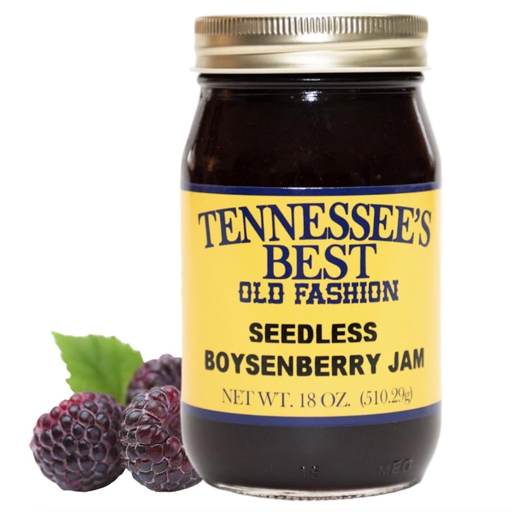 Tennessee's Best Old Fashioned Seedless Boysenberry Jam | Handcrafted With Simple Ingredients | Small Batch Made | 18 oz Resealable Glass Jar
