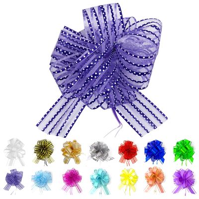 Allgala 12-PC 4 Inch Medium 3CM Organza Ribbon Pull Flower Bow for Gift Wrapping Baskets Wedding Dcor - Purple-GP90608