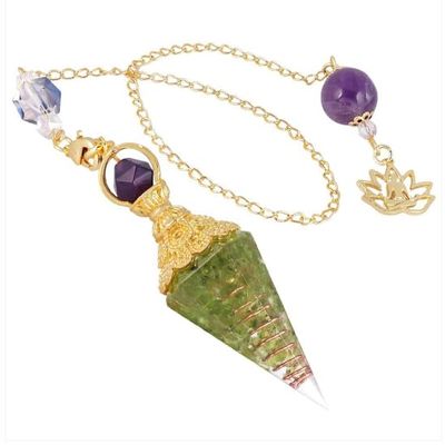 18k Gold Chakra Healing Pendulum, for Divination, Meditation, Anxiety Relief, Home Decor, Good Luck, Balance (Peridot)