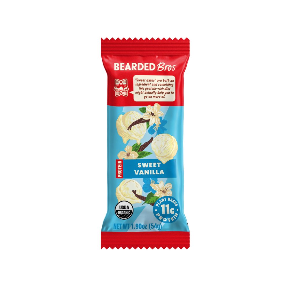 Bearded Brothers Organic Protein Bars, Vanilla (10 Pack) - 11g of Plant Based Protein Gluten Free Vegan, Non-GMO Healthy Snacks for Adults Good Source of Fiber (Packaging May Vary)