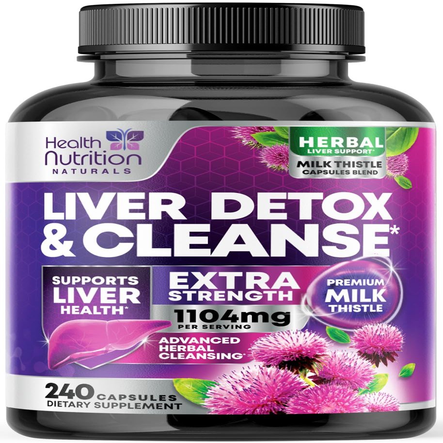 Gentle Liver Cleanse Detox & Repair Formula - Advanced Liver Support Supplement with Silymarin Milk Thistle, Dandelion Root, Artichoke Extract, Turmeric, Choline, & Beetroot - 240 Veggie Capsules